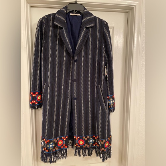 NWT Tory Burch ‘Luna’ Embellished Woven Coat - Picture 15 of 16